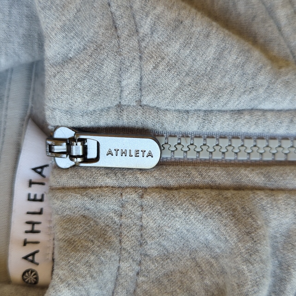 Athleta Easy Fleece 1/4 Zip Hoodie - Grey Heather S - Picture 3 of 7